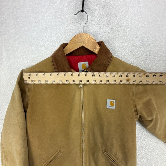Carhartt Detroit Jacket Quilt Lined Youth 14 (XL) Y20 BRN Brown Red Lining - Picture 9 of 16